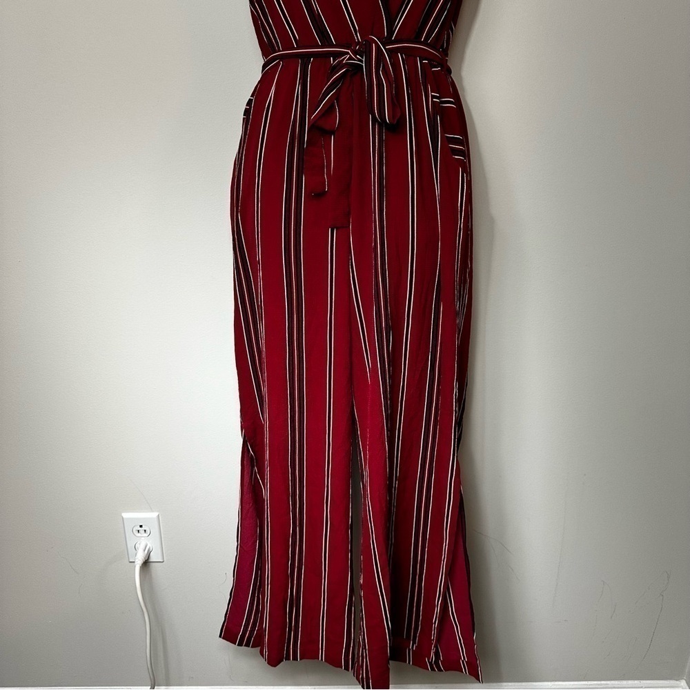 Monteau Red Striped Wide Leg Jumpsuit in Size Medium - Picture 3 of 6